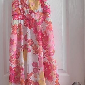 Floral Pink and Orange Dress